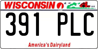 WI license plate 391PLC
