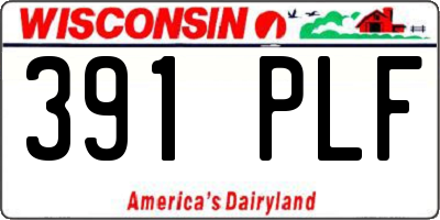 WI license plate 391PLF
