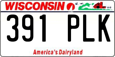 WI license plate 391PLK