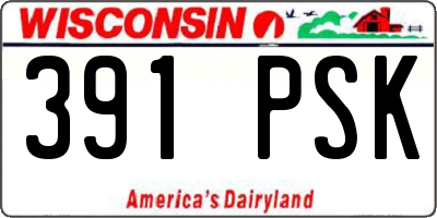 WI license plate 391PSK