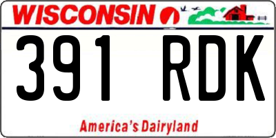 WI license plate 391RDK
