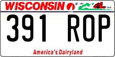 WI license plate 391ROP
