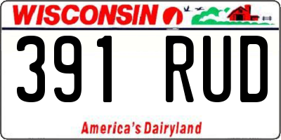 WI license plate 391RUD