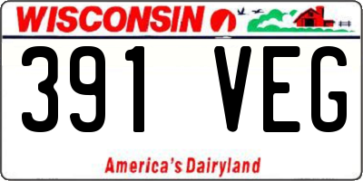 WI license plate 391VEG