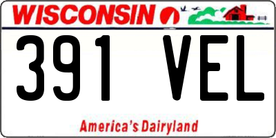 WI license plate 391VEL