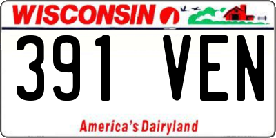 WI license plate 391VEN