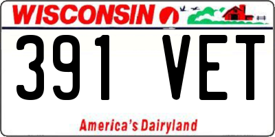 WI license plate 391VET
