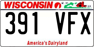 WI license plate 391VFX