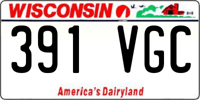 WI license plate 391VGC