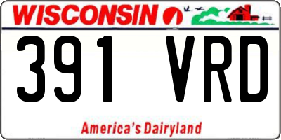 WI license plate 391VRD
