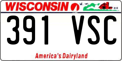 WI license plate 391VSC