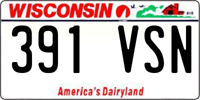 WI license plate 391VSN