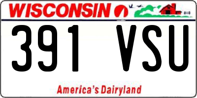 WI license plate 391VSU