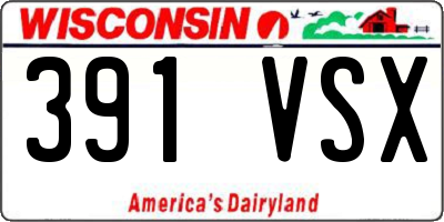 WI license plate 391VSX