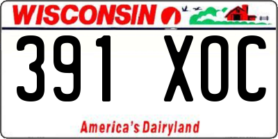 WI license plate 391XOC
