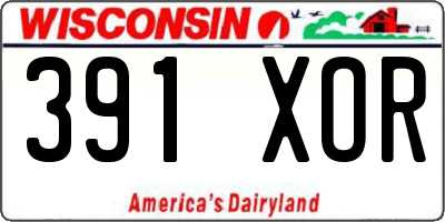 WI license plate 391XOR
