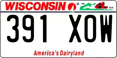 WI license plate 391XOW