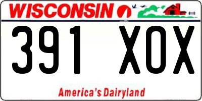 WI license plate 391XOX