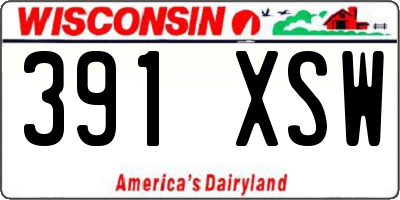 WI license plate 391XSW