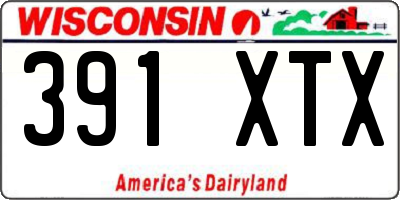 WI license plate 391XTX