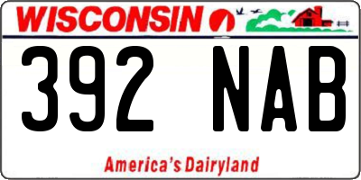 WI license plate 392NAB