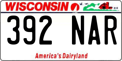 WI license plate 392NAR
