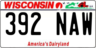 WI license plate 392NAW