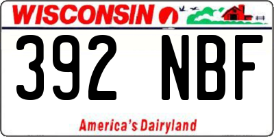 WI license plate 392NBF