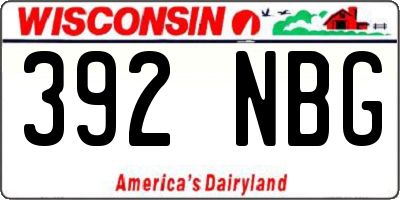 WI license plate 392NBG