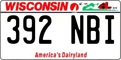 WI license plate 392NBI