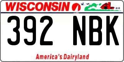 WI license plate 392NBK