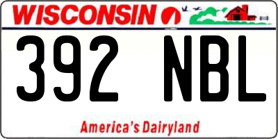 WI license plate 392NBL