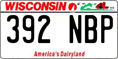 WI license plate 392NBP