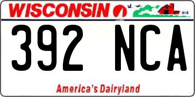 WI license plate 392NCA