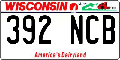 WI license plate 392NCB