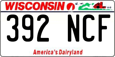 WI license plate 392NCF