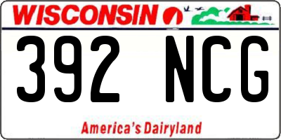 WI license plate 392NCG