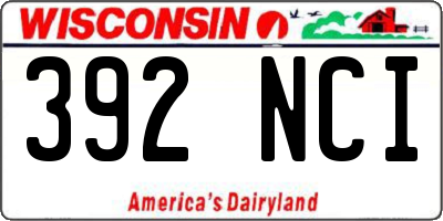 WI license plate 392NCI