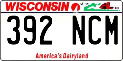 WI license plate 392NCM