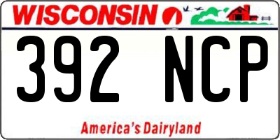 WI license plate 392NCP