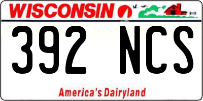 WI license plate 392NCS