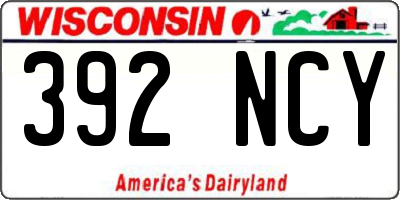 WI license plate 392NCY