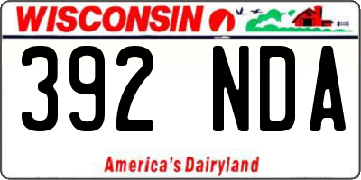 WI license plate 392NDA