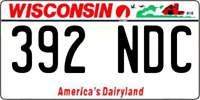 WI license plate 392NDC