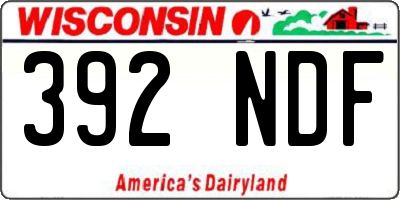 WI license plate 392NDF