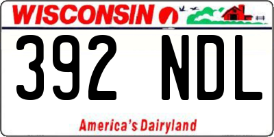 WI license plate 392NDL