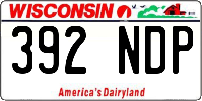 WI license plate 392NDP
