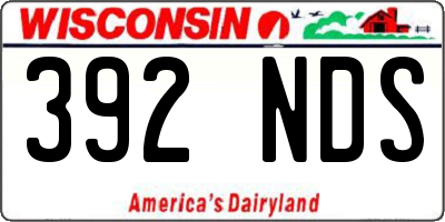 WI license plate 392NDS