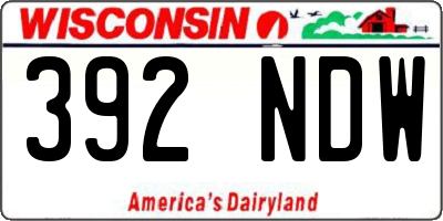 WI license plate 392NDW