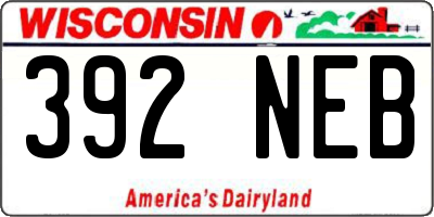 WI license plate 392NEB